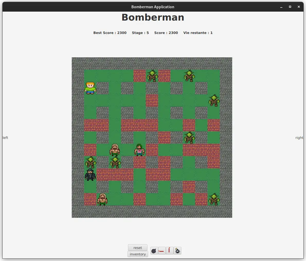 photo de l'interface de bomberman
