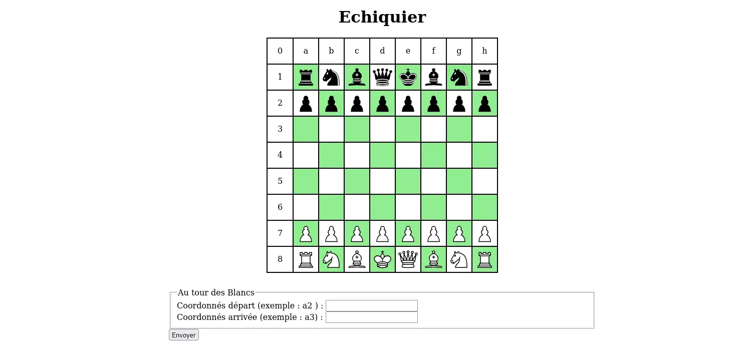 échequier complet avec formulaire