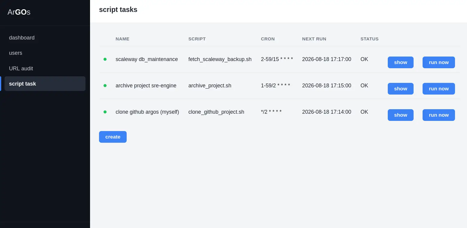 interface de argos