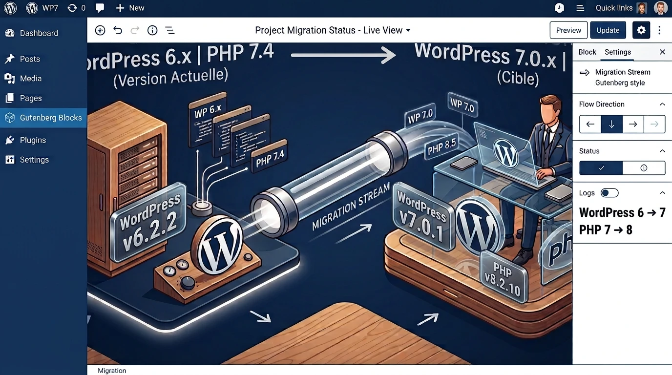 image  représentatif d'une interface d'un site WordPress